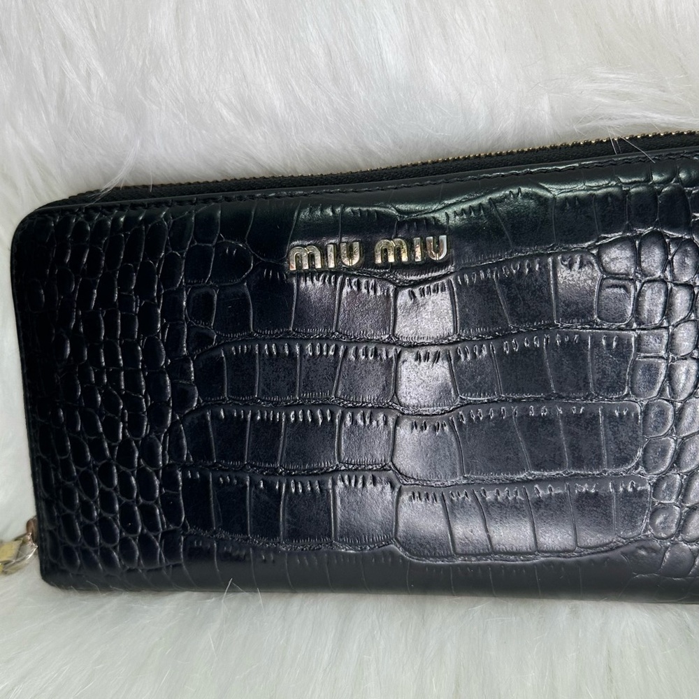 Authentic Miu Miu By Prada Leather Black Croc Emb… - image 2